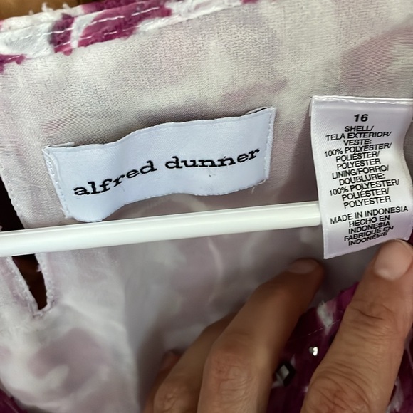 ALFRED DUNNER Pink, Gray & White Design 3/4 Sleeve Top Size 16 - Picture 6 of 10